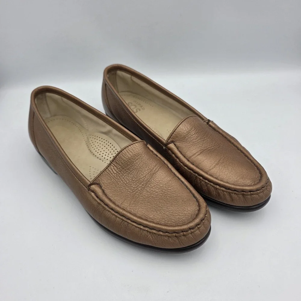 SAS Tripad Comfort Womens SlipOn‎ Loafers Bronze Leather Soft Step Size 8 NARROW